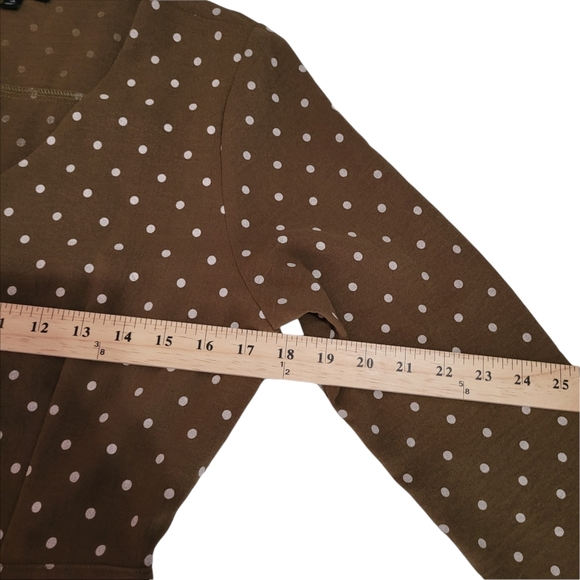 Roolee Polka Dot Jumpsuit Olive Green Button Down 3/4 Sleeve Size Small - Picture 7 of 12